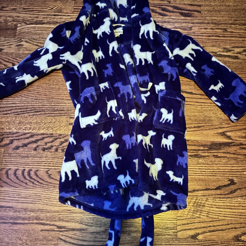 Hatley Blue and White Kids Pajama Robe 6/7